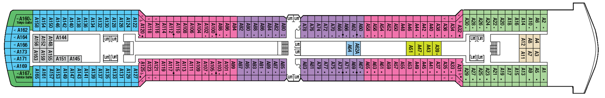 P&O Crusies, Arcadia, Deck 8 - A Deck.png